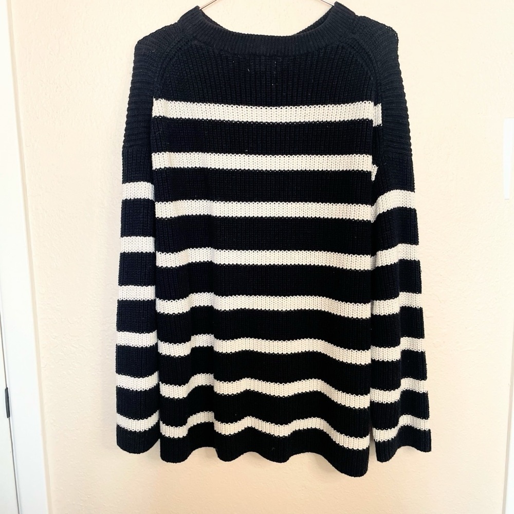 H&M Black White Knit Cotton Sweater Size Large Minimalist Chic - Picture 8 of 8